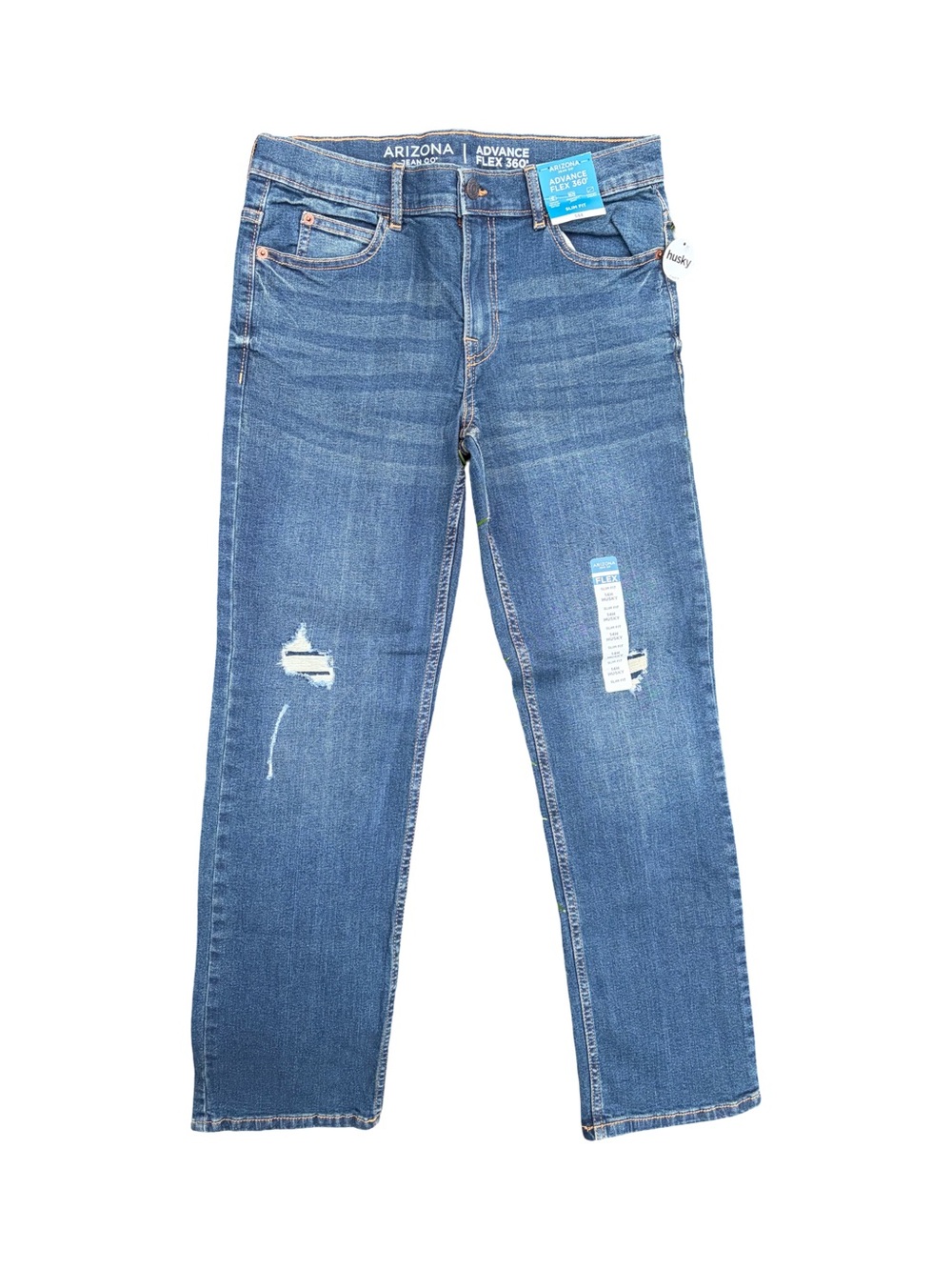 Arizona boy’s Jean Company Distressed Straight Leg Jeans - Medium Blue